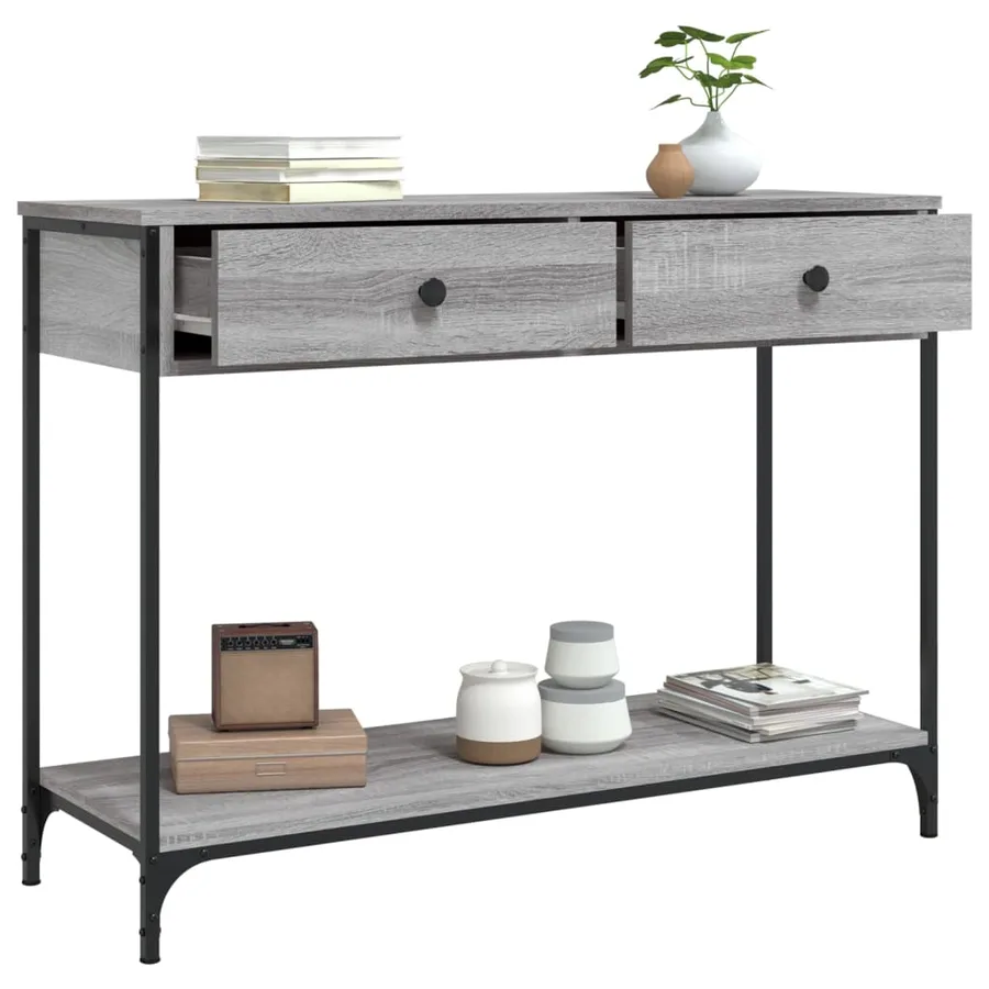 Table console sonoma gris 100x34,5x75 cm bois d'ingénierie - 4