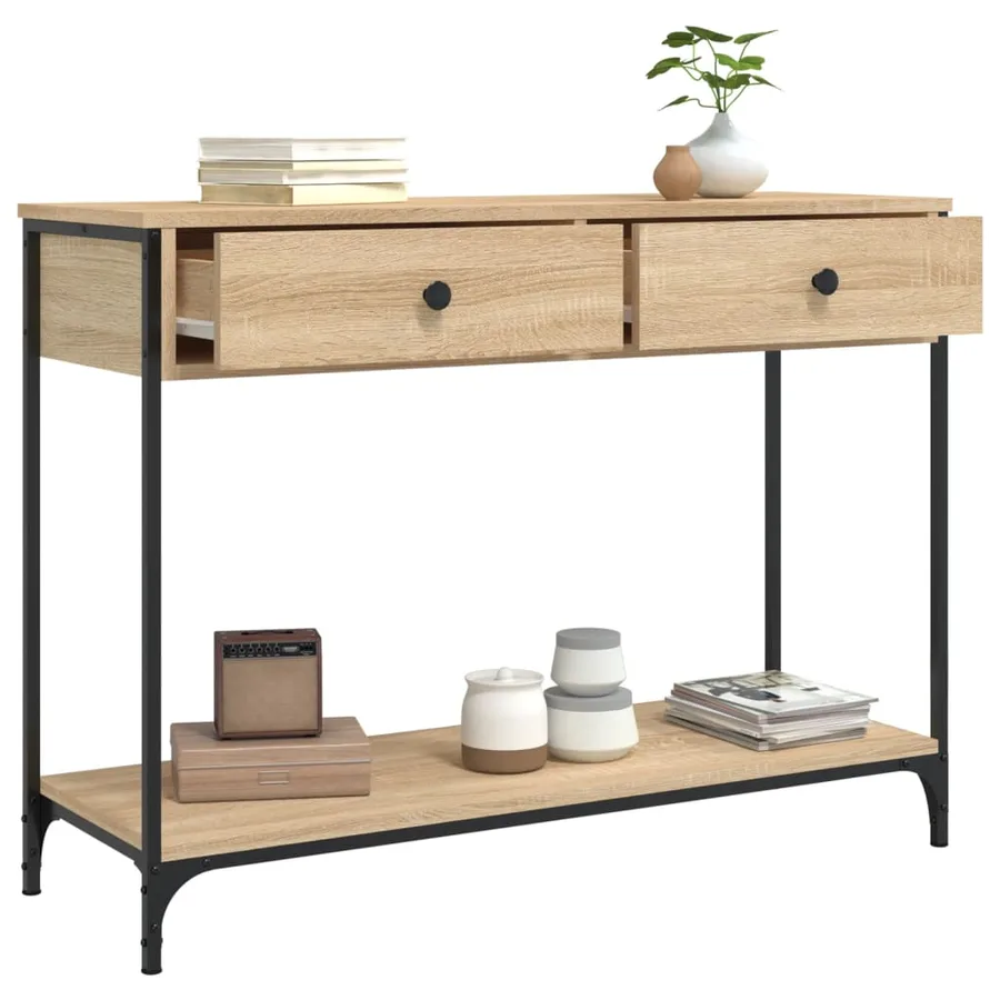 Table console chêne sonoma 100x34,5x75 cm bois d'ingénierie - 4