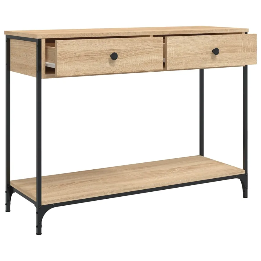 Table console chêne sonoma 100x34,5x75 cm bois d'ingénierie - 5