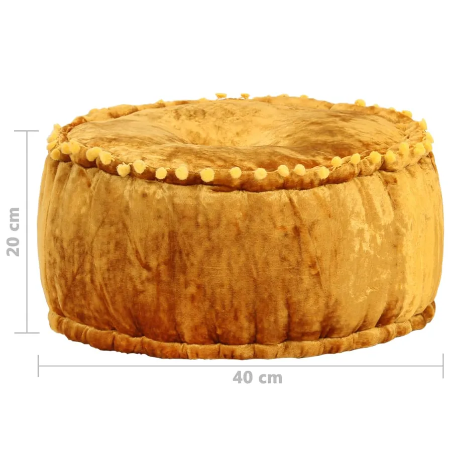 Pouf Rond Velours 40x20 cm Moutarde - 4