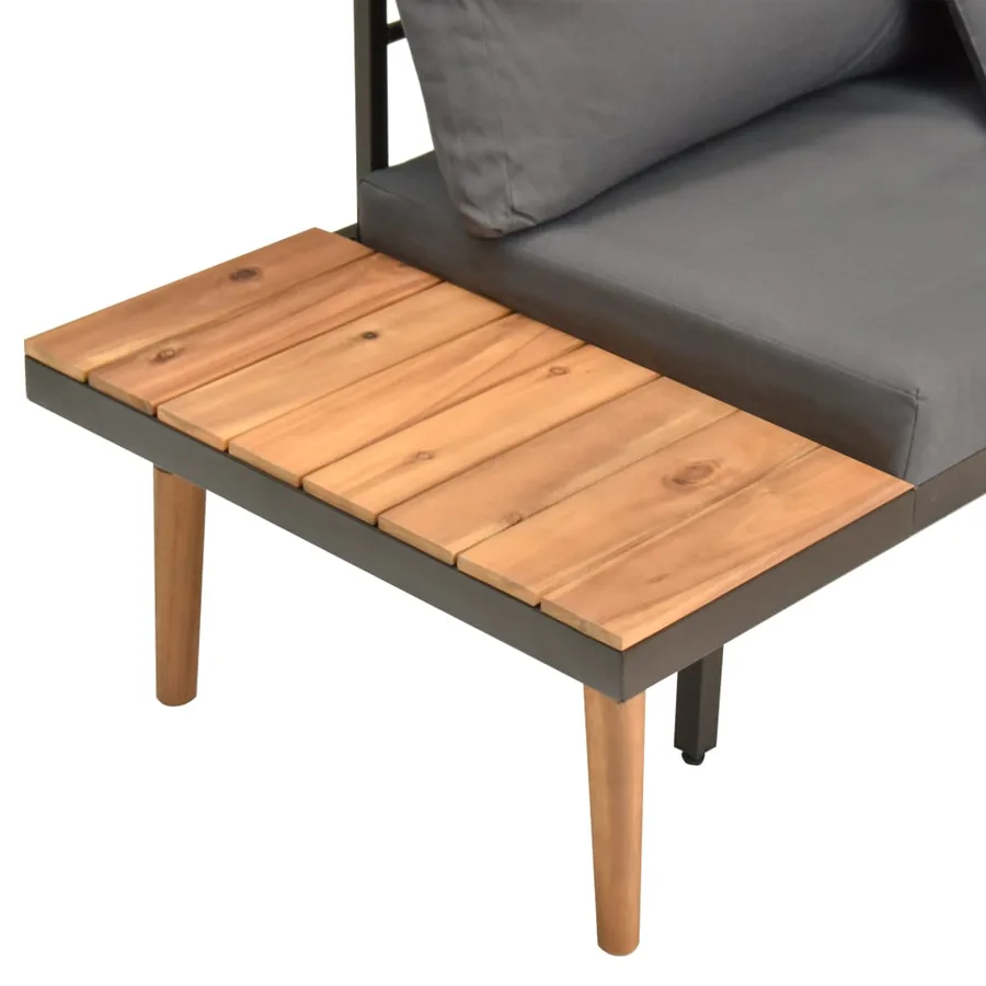 Salon de jardin 4 pcs avec coussins Bois d'acacia solide - 5