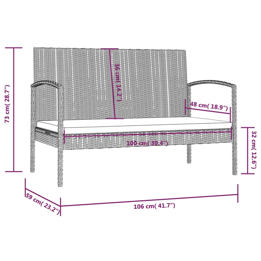 Salon de jardin 8 pcs avec coussins résine tressée marron - 11