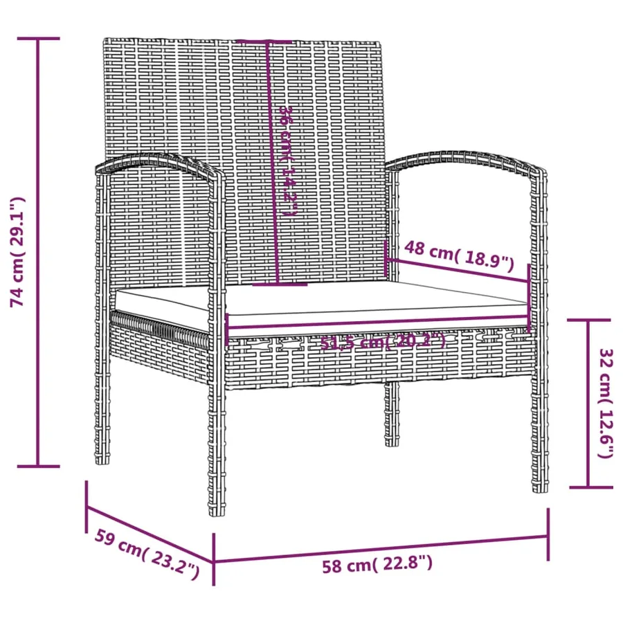 Salon de jardin 8 pcs avec coussins résine tressée marron - 12