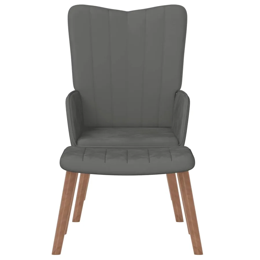 Chaise de relaxation avec repose-pied Gris foncé Velours - 3