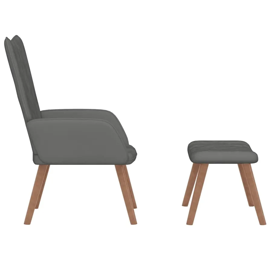 Chaise de relaxation avec repose-pied Gris foncé Velours - 4