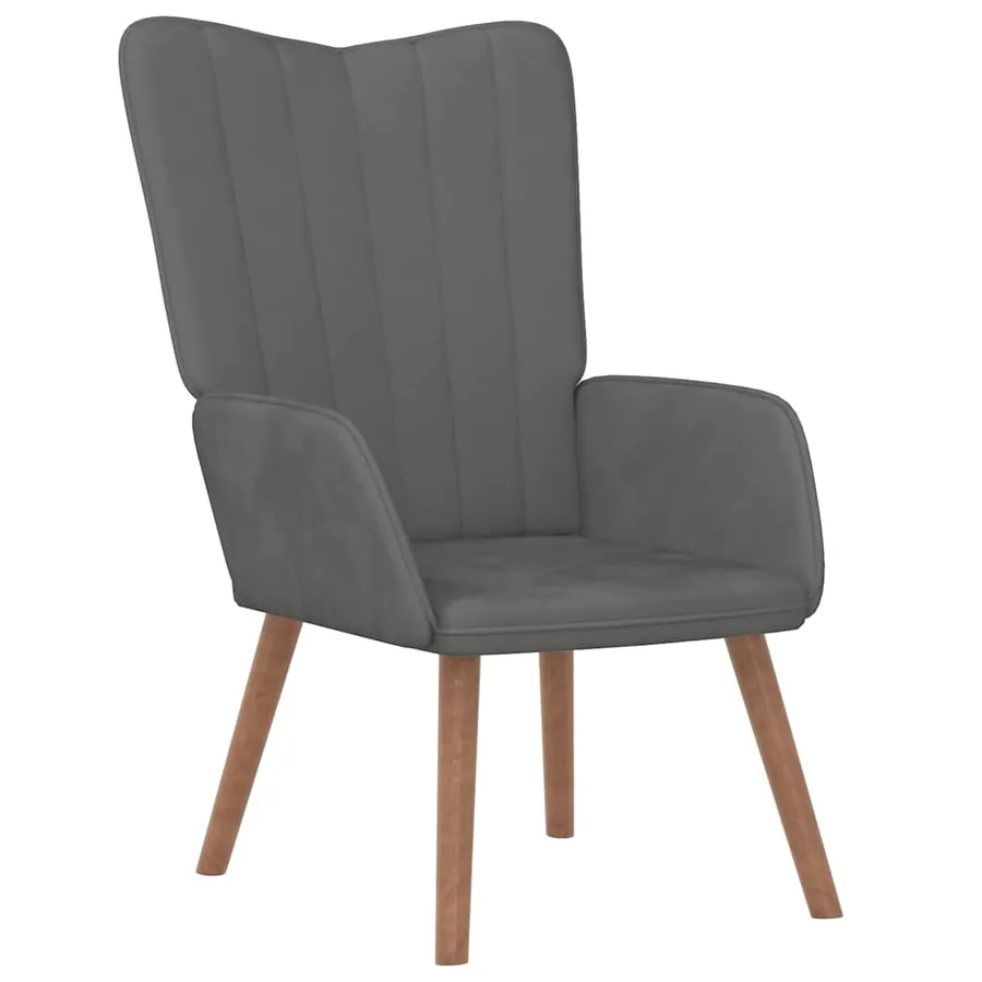Chaise de relaxation avec repose-pied Gris foncé Velours - 6