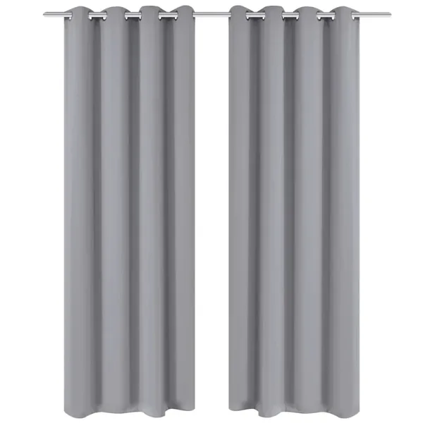 Rideau occultant 2 pcs avec œillets métalliques 135x175 cm Gris
