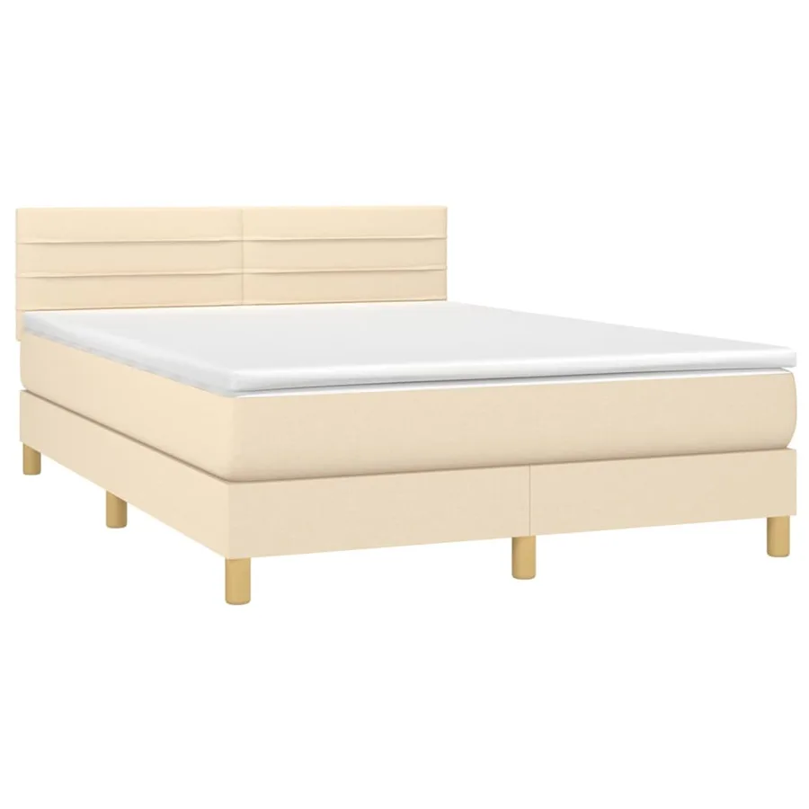 Sommier à lattes de lit avec matelas LED Crème 140x190 cm Tissu - 3
