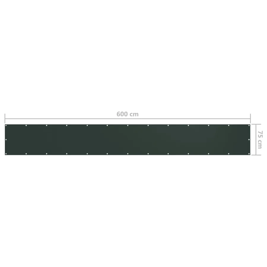 Écran de balcon Vert foncé 75x600 cm Tissu Oxford - 5