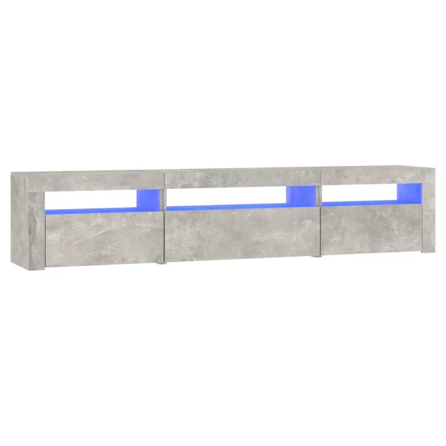 Meuble TV avec lumières LED Gris béton 195x35x40 cm - 2