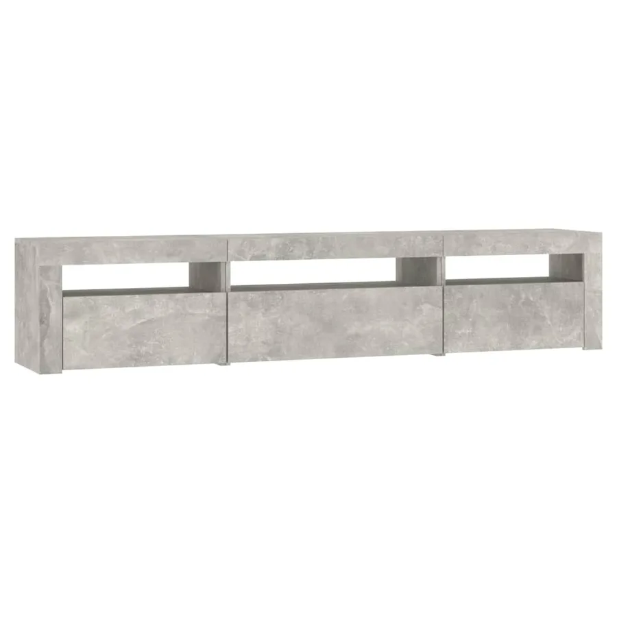 Meuble TV avec lumières LED Gris béton 195x35x40 cm - 6