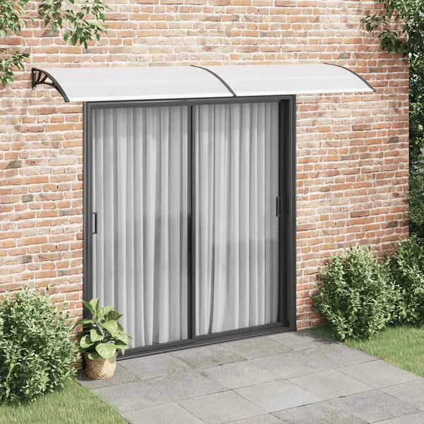 Auvent de porte Noir et transparent 300x75 cm PC