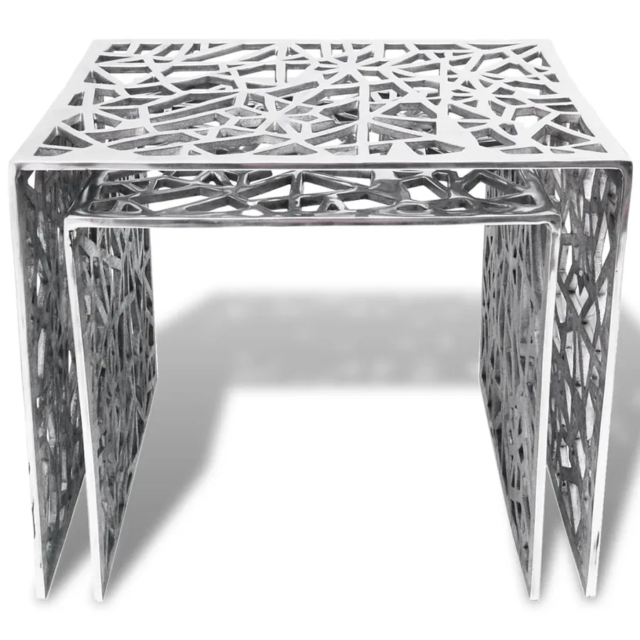 Table auxiliaire carrée 2 pièces Aluminium Argenté - 3