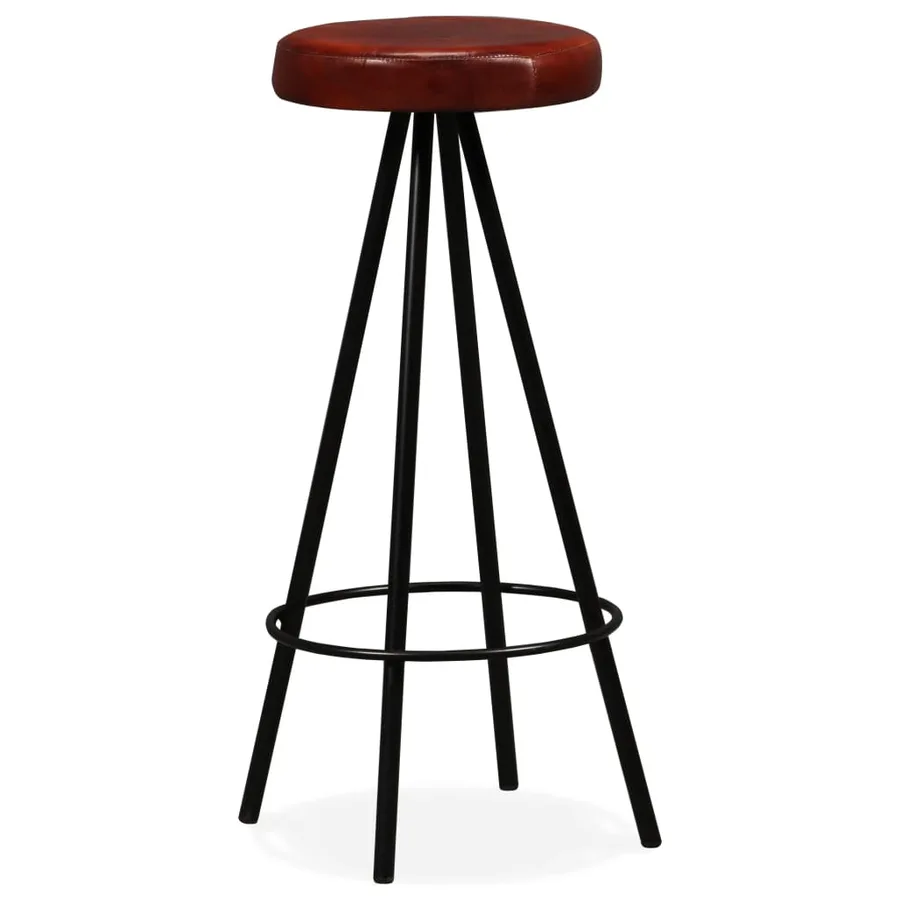 Tabourets de bar lot de 4 cuir véritable - 9