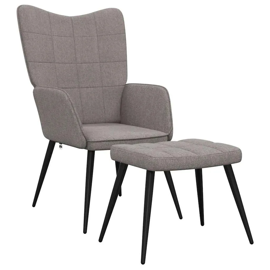 Chaise de relaxation avec tabouret Taupe Tissu - 2