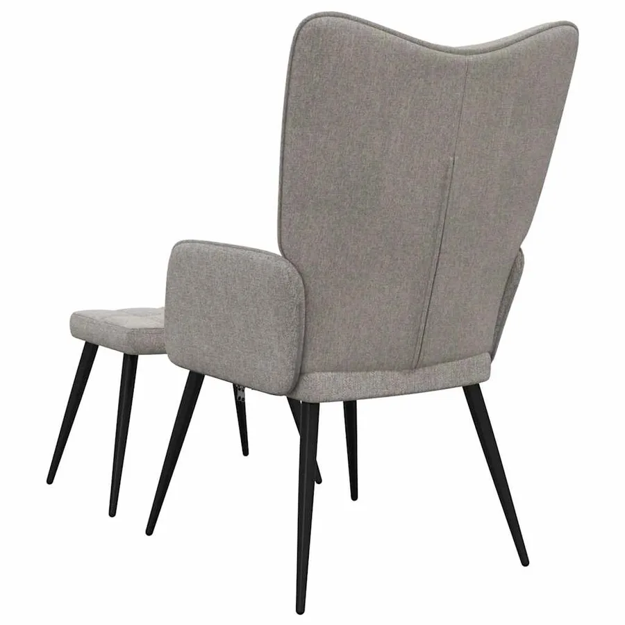 Chaise de relaxation avec tabouret Taupe Tissu - 9