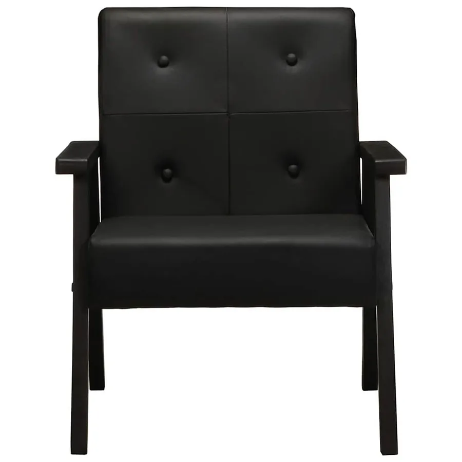 Fauteuil noir cuir véritable - 2