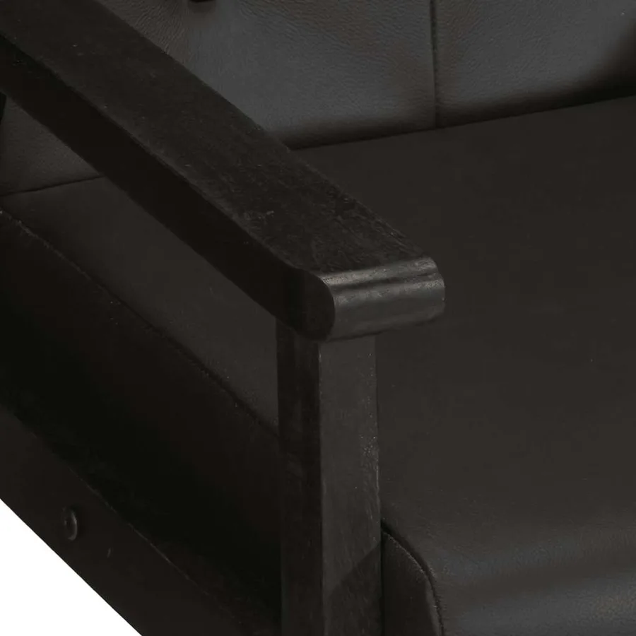 Fauteuil noir cuir véritable - 5