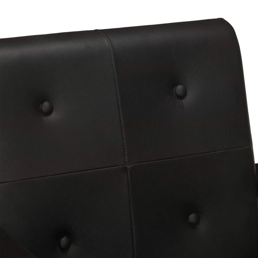Fauteuil noir cuir véritable - 6