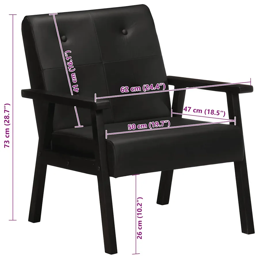 Fauteuil noir cuir véritable - 9