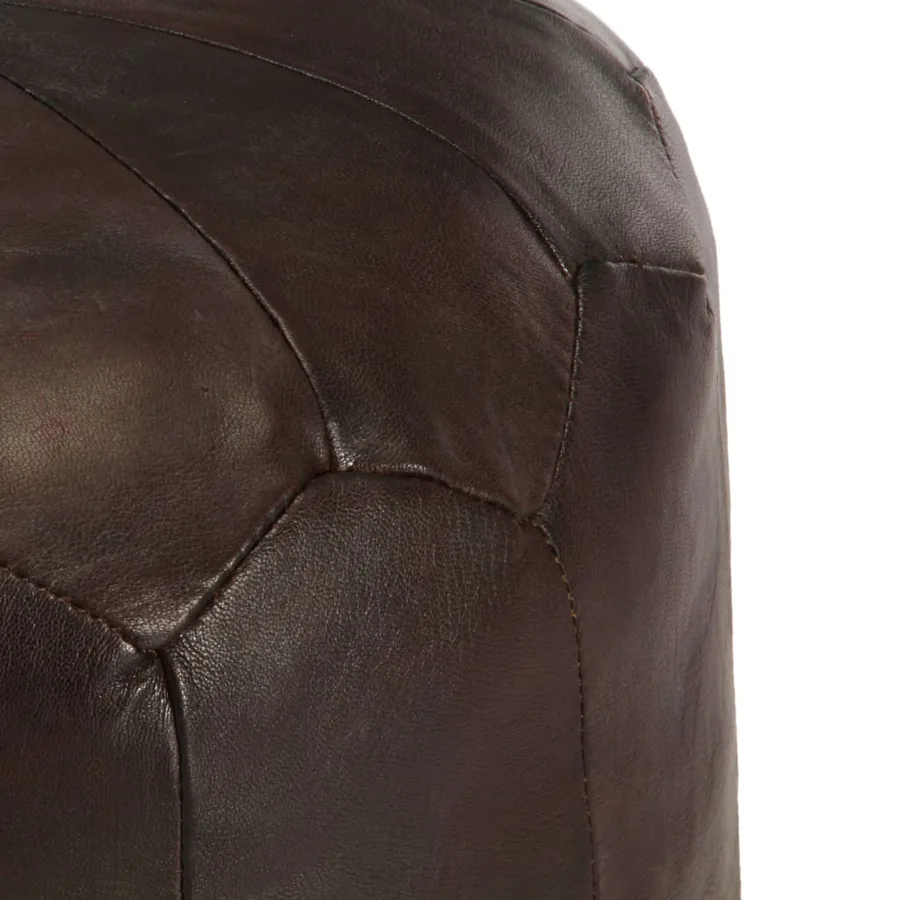 Pouf 40 x 35 cm Marron foncé Cuir véritable de chèvre - 2