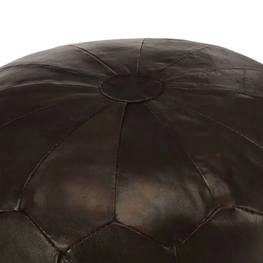 Pouf 40 x 35 cm Marron foncé Cuir véritable de chèvre - 3