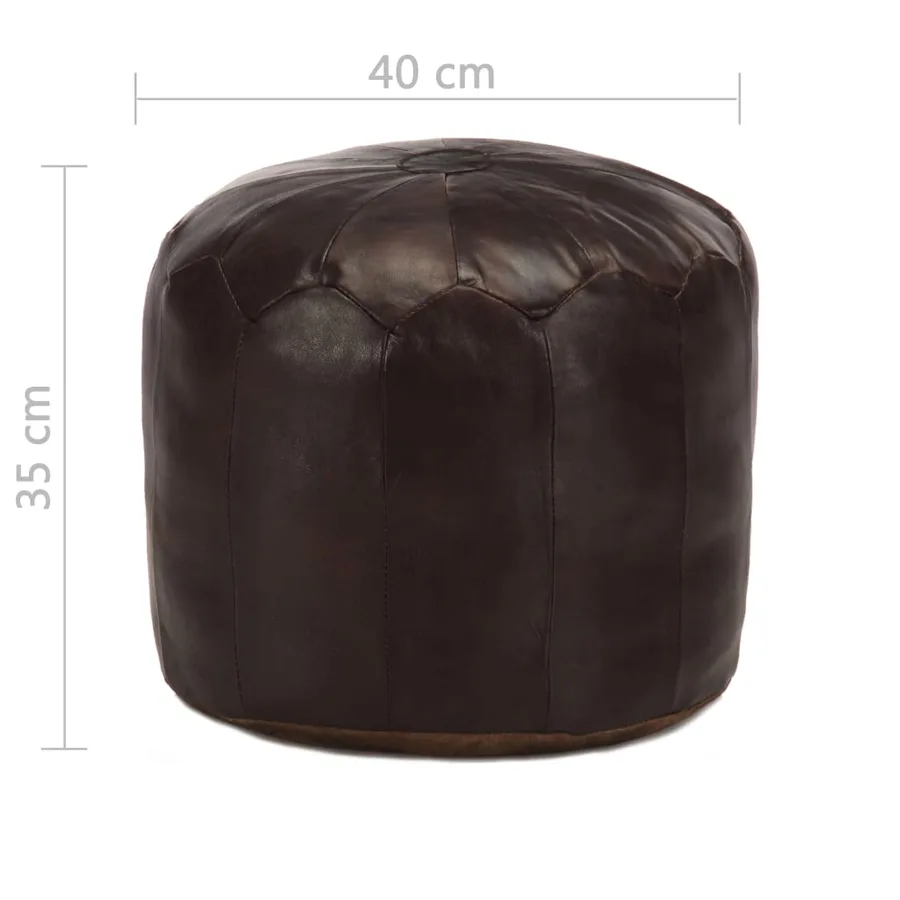 Pouf 40 x 35 cm Marron foncé Cuir véritable de chèvre - 4