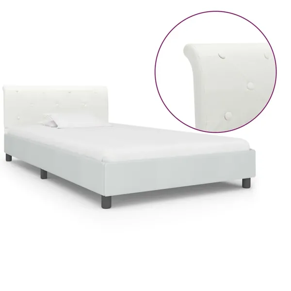 Cadre de lit Blanc Similicuir 100 x 200 cm