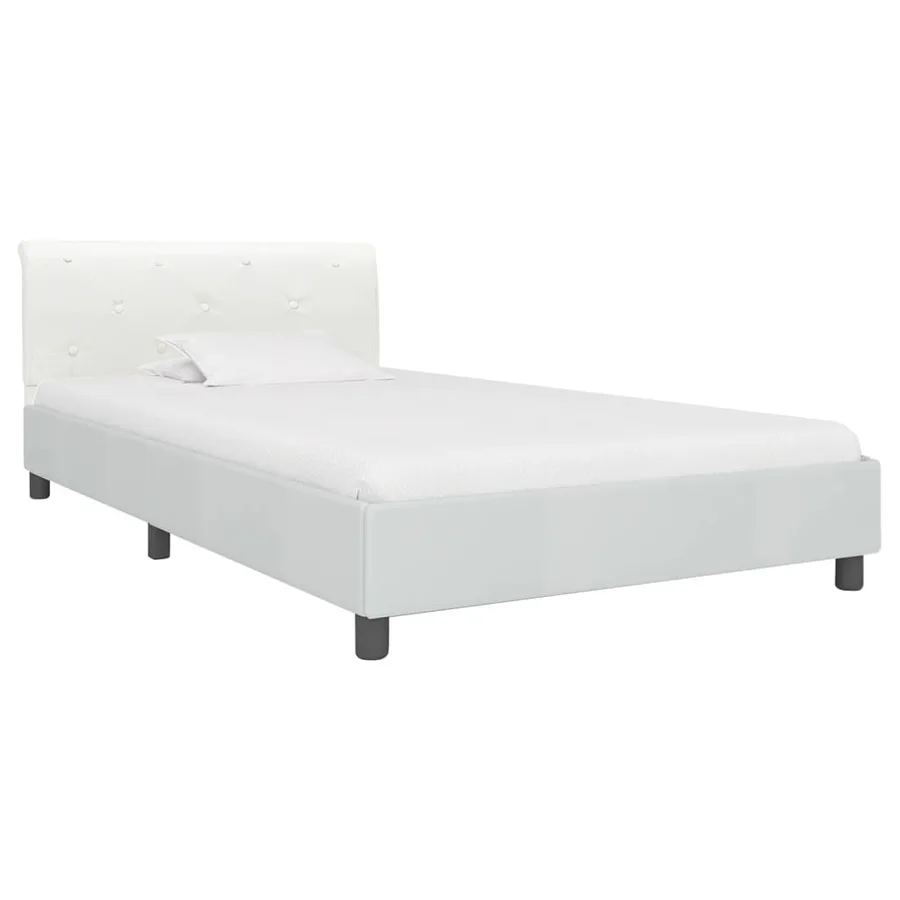 Cadre de lit Blanc Similicuir 100 x 200 cm - 2