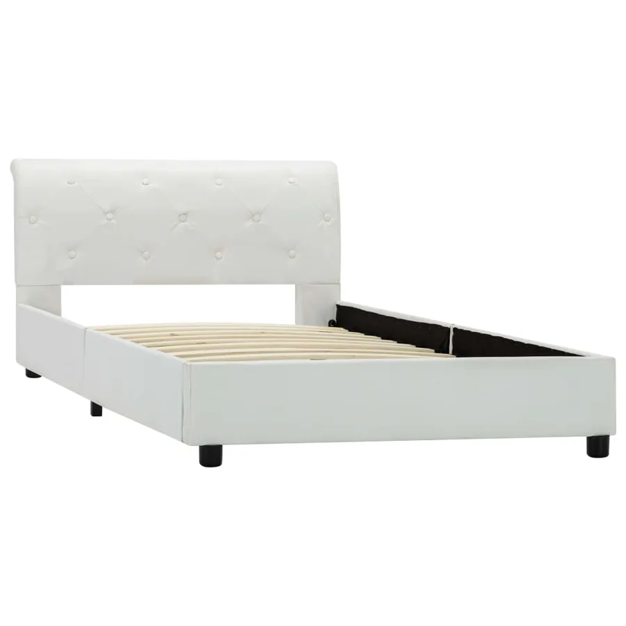 Cadre de lit Blanc Similicuir 100 x 200 cm - 4