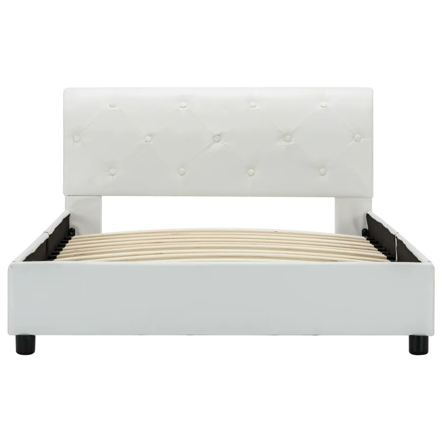 Cadre de lit Blanc Similicuir 100 x 200 cm - 5