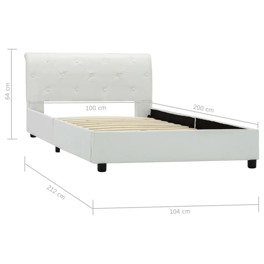 Cadre de lit Blanc Similicuir 100 x 200 cm - 9