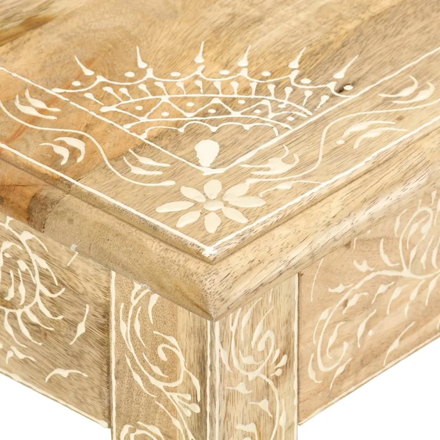 Table basse peinte à main 110x50x45 cm Bois de manguier massif - 3
