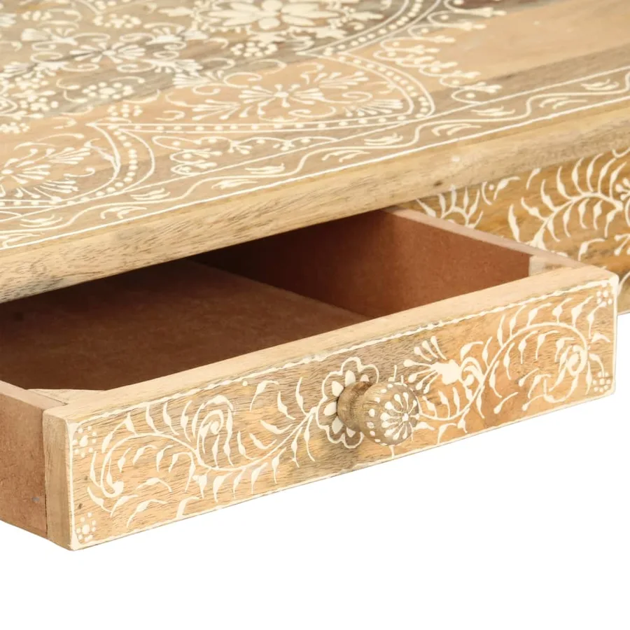 Table basse peinte à main 110x50x45 cm Bois de manguier massif - 4