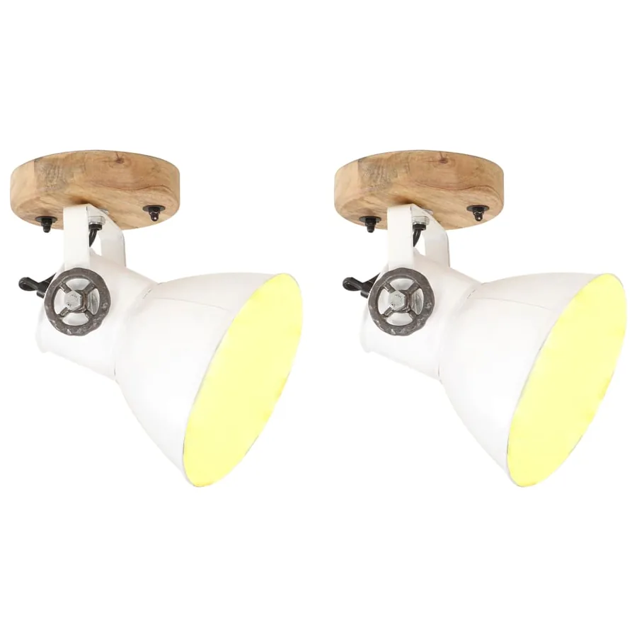 Lampe murale industrielle/de plafond 2 pcs Blanc 20x25 cm E27