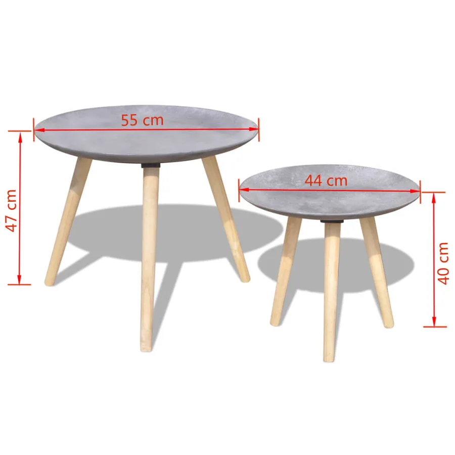 Ensemble de table d'appoint/table basse 2 pcs 55 cm et 44 cm - 7