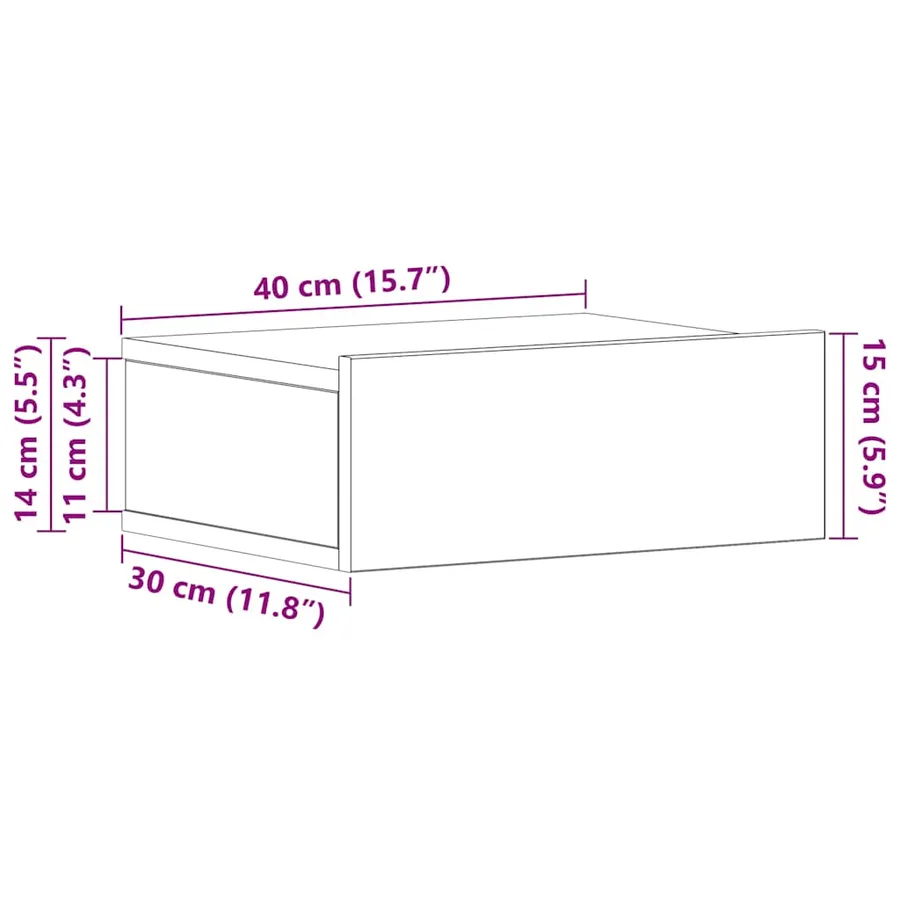 Tables de chevet flottantes 2 pcs Chêne sonoma Bois ingénierie - 15