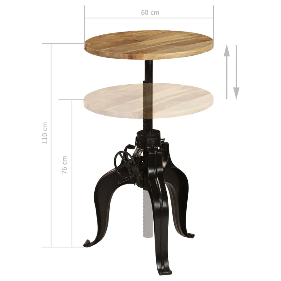 Table de bar Bois de manguier massif 60 x (76-110) cm - 12