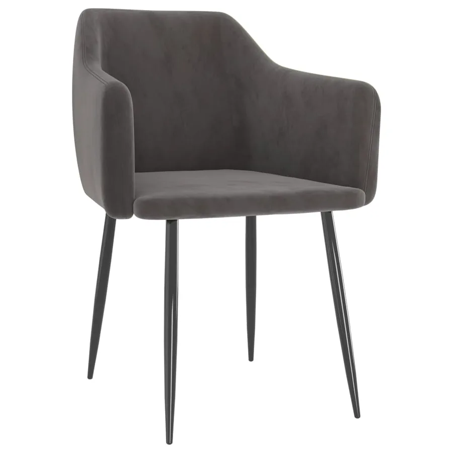 Chaises à manger lot de 2 Gris foncé Velours - 2