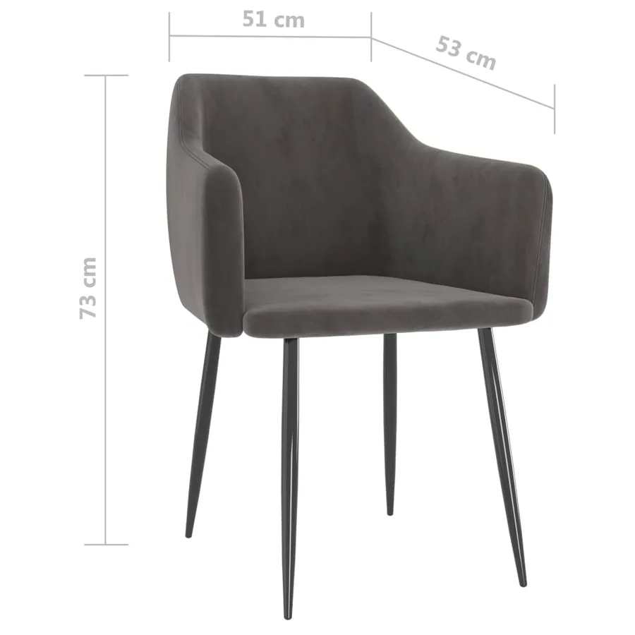 Chaises à manger lot de 2 Gris foncé Velours - 7