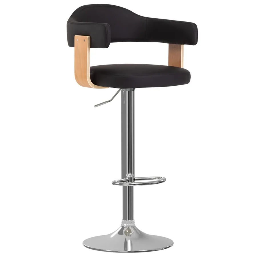Tabourets de bar lot de 2 noir bois courbé et similicuir - 2