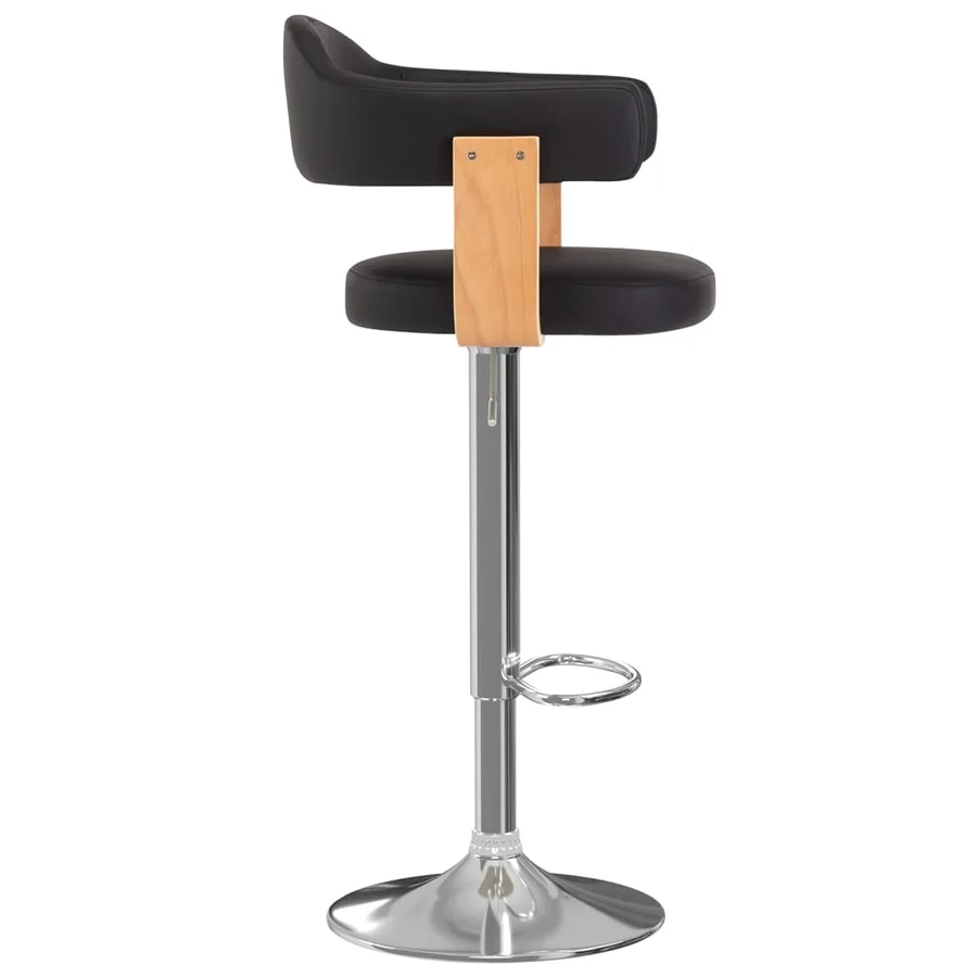 Tabourets de bar lot de 2 noir bois courbé et similicuir - 4