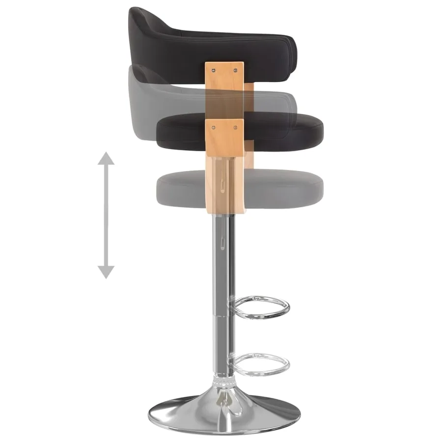Tabourets de bar lot de 2 noir bois courbé et similicuir - 6