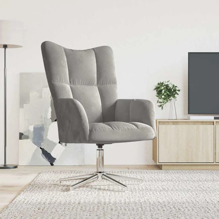 Chaise de relaxation Gris clair Velours