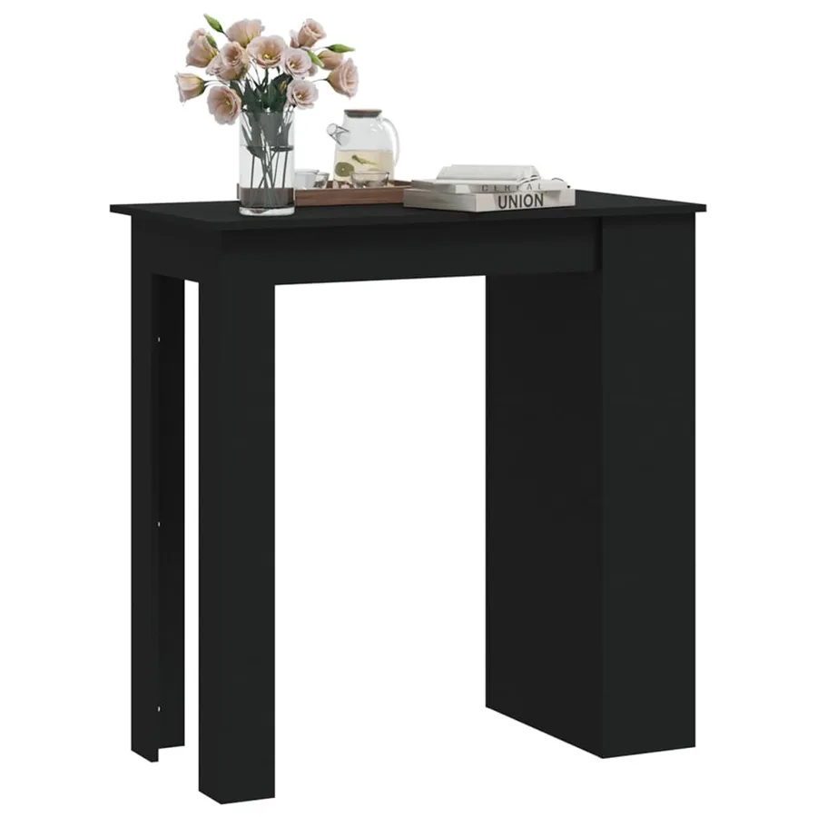 Table de bar et rangement Noir 102x50x103,5cm Bois d'ingénierie - 3