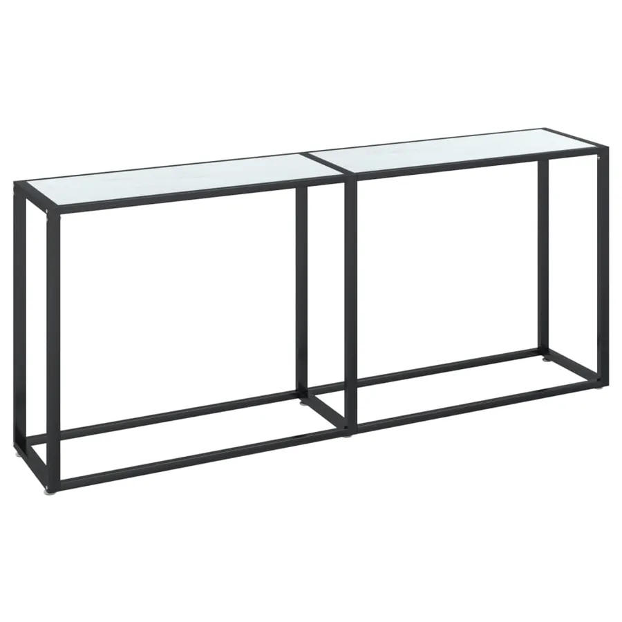 Table console Marbre blanc 180x35x75,5 cm Verre trempé - 2