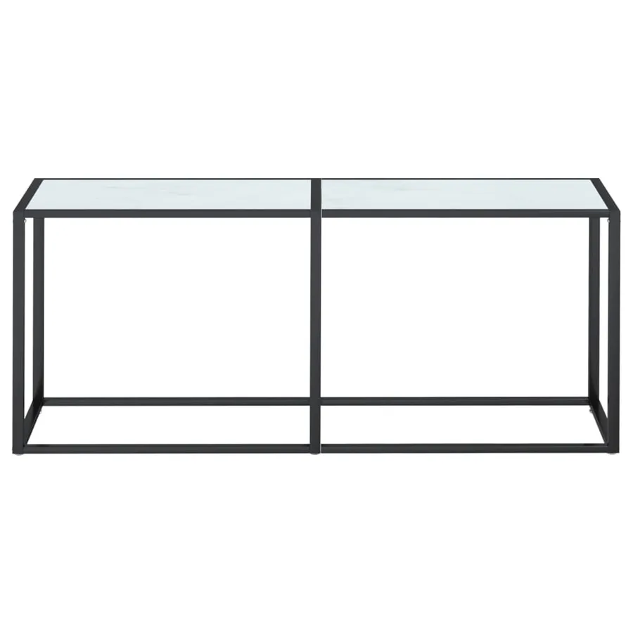 Table console Marbre blanc 180x35x75,5 cm Verre trempé - 3