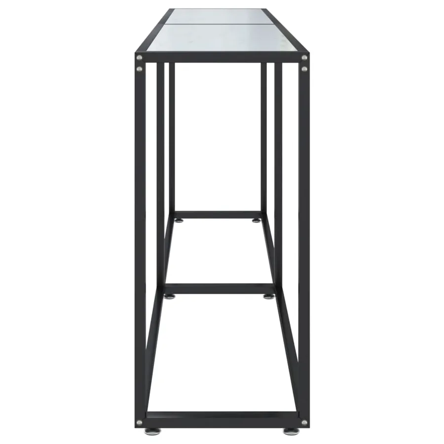 Table console Marbre blanc 180x35x75,5 cm Verre trempé - 4