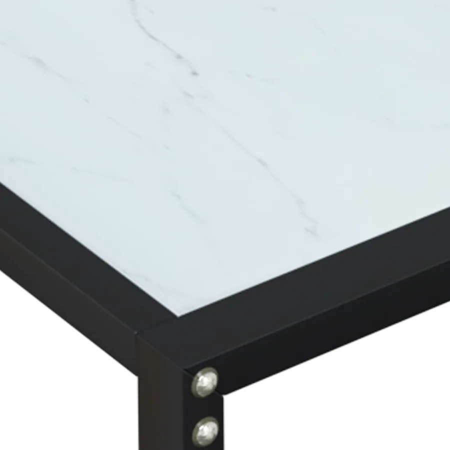 Table console Marbre blanc 180x35x75,5 cm Verre trempé - 6