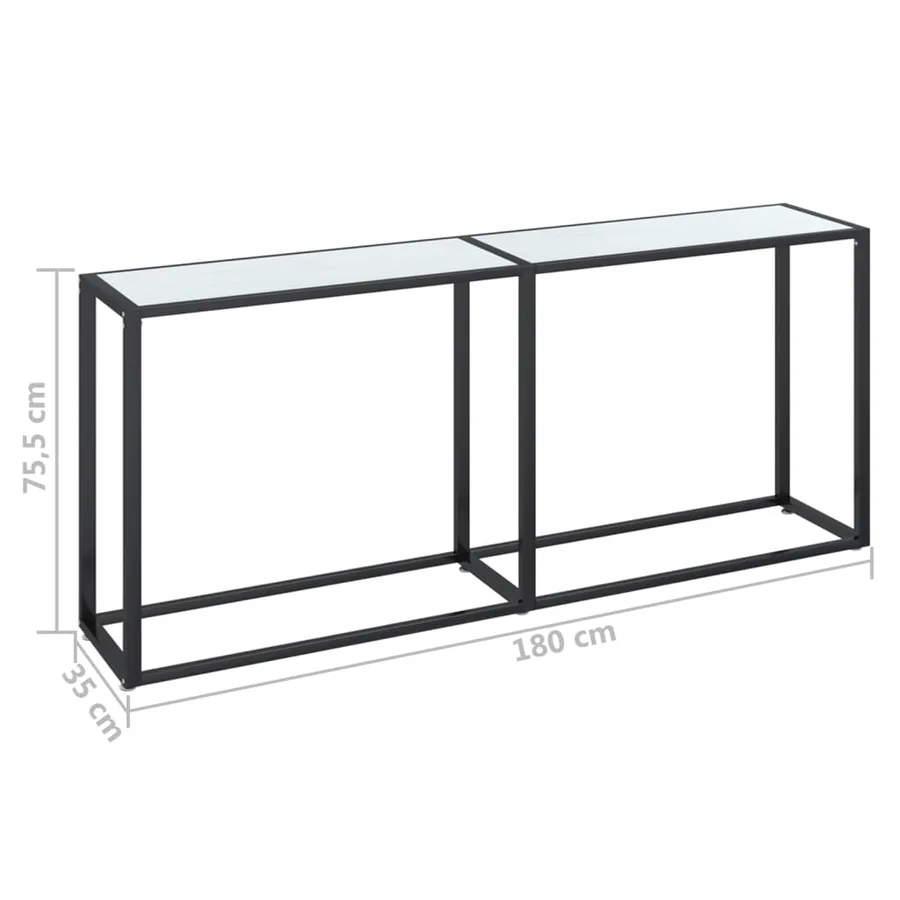 Table console Marbre blanc 180x35x75,5 cm Verre trempé - 7